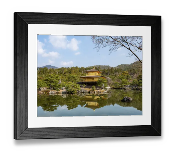 Framed Print : Golden Pavilion reflected in pond