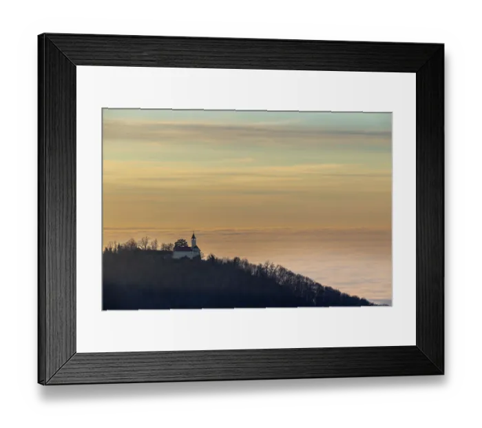 Framed Print : Inversion weather, fog, sunset