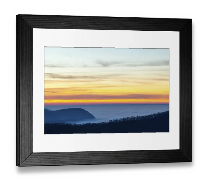 Framed Print : Inversion weather, fog, sunset