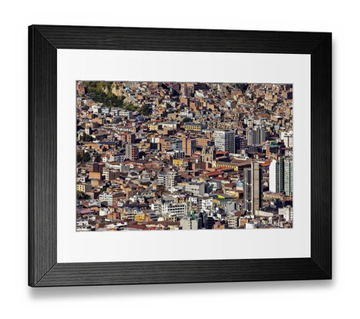 Framed Print : Dense urban development with mixed historic and modern architecture