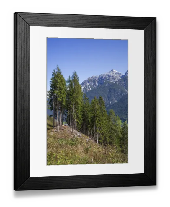 Framed Print : Serles mountain with forest and trees Framed Print : Serles mountain with forest and trees