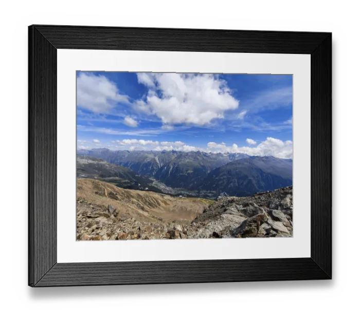 Framed Print : Scenic view from Gaislachkogel over the Otztal Alps and down into the Otztal near Solden Framed Print : Scenic view from Gaislachkogel over the Otztal Alps and down into the Otztal near Solden