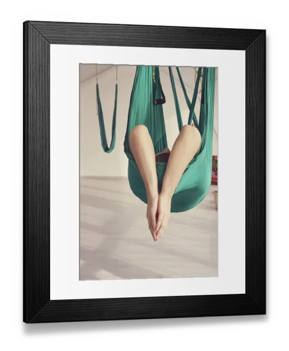 Framed Print : Male person do hammock yoga class exercise Framed Print : Male person do hammock yoga class exercise