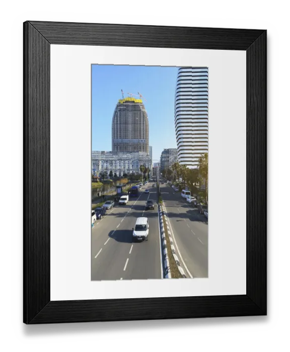 Framed Print : 10.02.2025, Batumi, Georgia: modern city boulevard with busy traffic