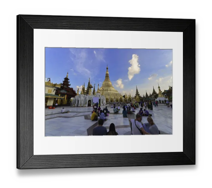 Framed Print : Worshippers pray in the large temple courtyard as twilight falls Framed Print : Worshippers pray in the large temple courtyard as twilight falls