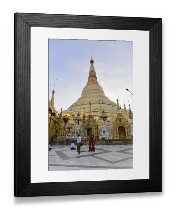 Framed Print : Golden Pagoda at sunset with visiting people Framed Print : Golden Pagoda at sunset with visiting people