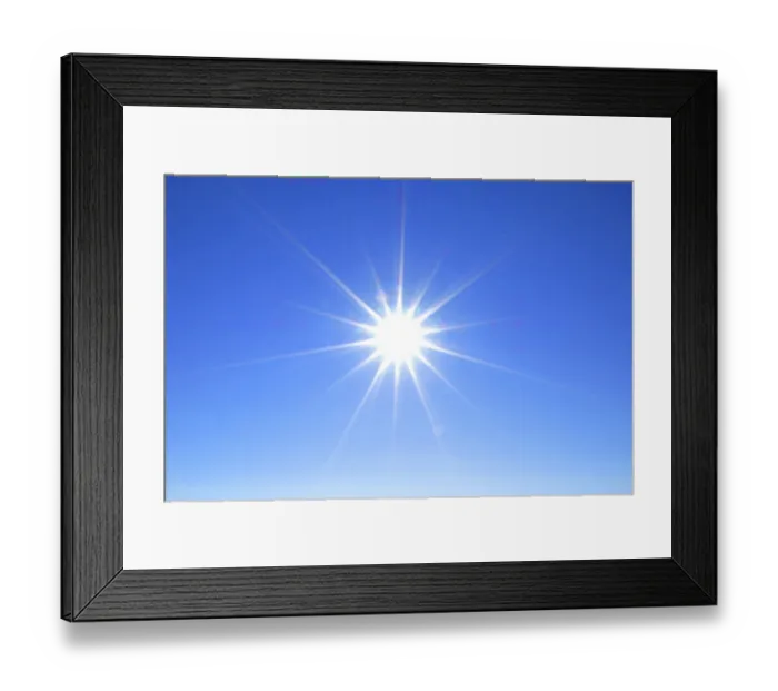 Framed Print : Hot midday sun, blue sky, heat record