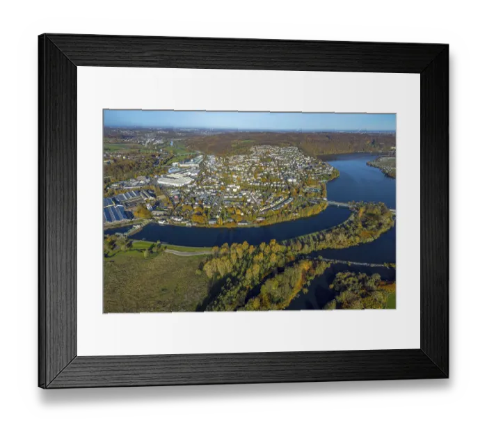 Framed Print : Aerial view, residential area town view district of Wetter Framed Print : Aerial view, residential area town view district of Wetter