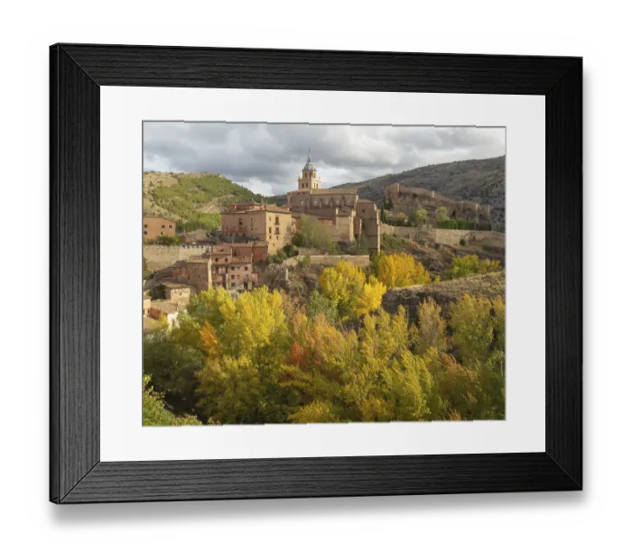 Framed Print : Historic buildings on hillside medieval village of Albarracin