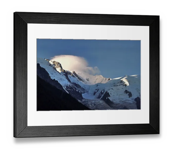 Framed Print : Glaciers in the evening light, in the Mont-Blanc clouds