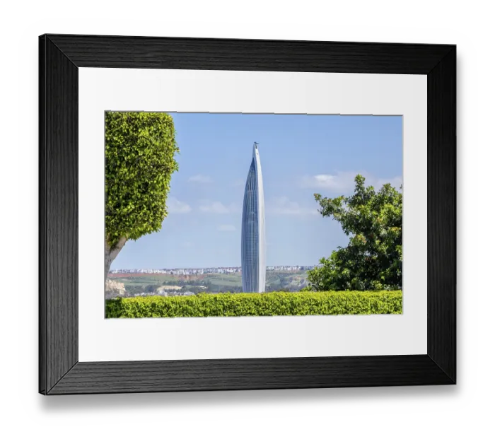 Framed Print : Rabat, Morocco - A modern view of Rabat's cityscape featuring the iconic Mohammed VI Tower
