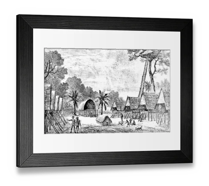 Framed Print : Village on the island of New Guinea Framed Print : Village on the island of New Guinea