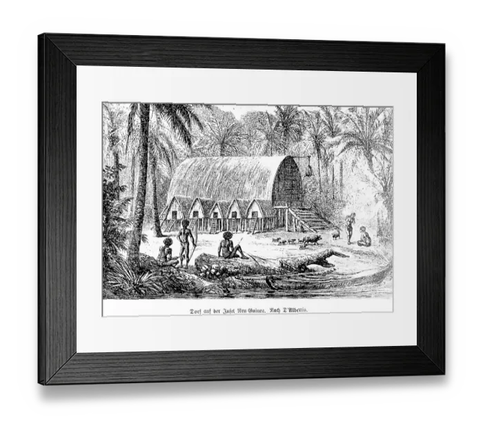 Framed Print : Village on the island of New Guinea