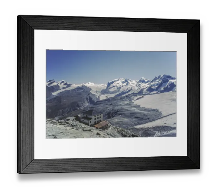 Framed Print : Hornlihutte on the Matterhorn 1990 in front of the later expansion Framed Print : Hornlihutte on the Matterhorn 1990 in front of the later expansion