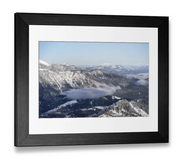 Framed Print : View of snowy mountain landscape