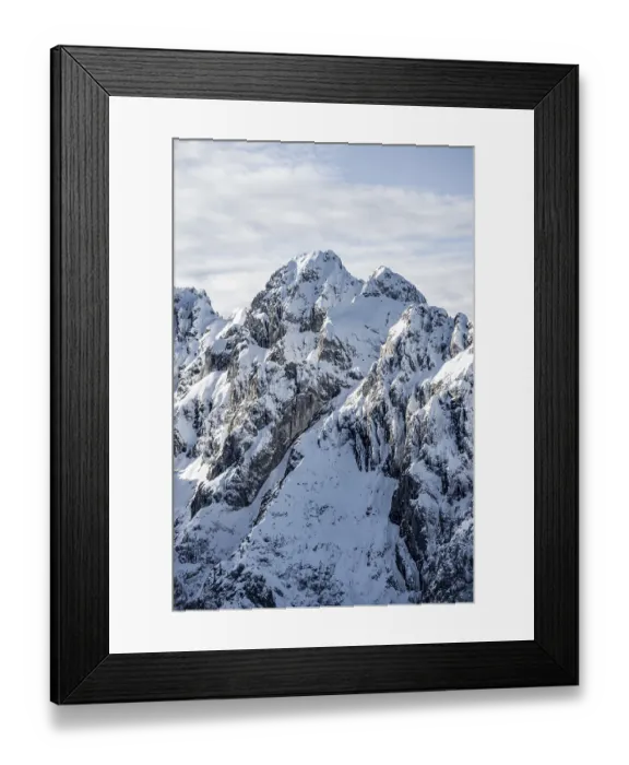 Framed Print : View of snowy Waxenstein, view from Langenfelderkopf in winter
