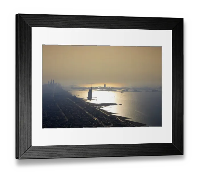 Framed Print : Aerial view of the city with the Al Arab seen from the helicopter