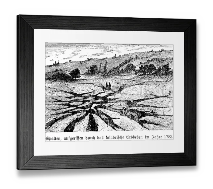 Framed Print : Earth crevices created by the 1783 earthquake in Calabria Framed Print : Earth crevices created by the 1783 earthquake in Calabria