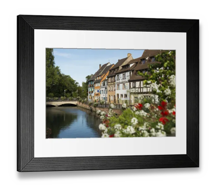 Framed Print : Half-timbered houses on the river Framed Print : Half-timbered houses on the river