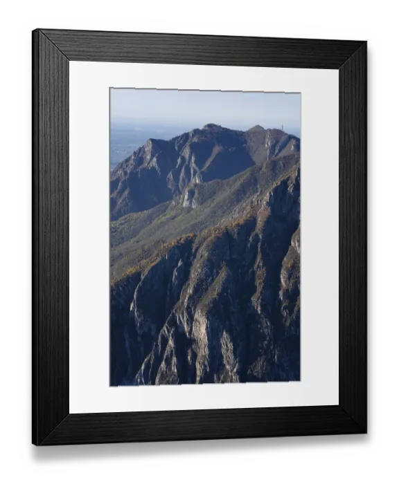 Framed Print : Beautiful landscape of the layered misty hazy Italian Alps mountain range during evening