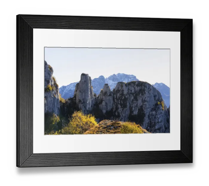 Framed Print : Beautiful landscape of the layered misty hazy Italian Alps mountain range during evening
