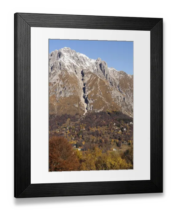 Framed Print : Beautiful landscape of the layered misty hazy Italian Alps mountain range during evening