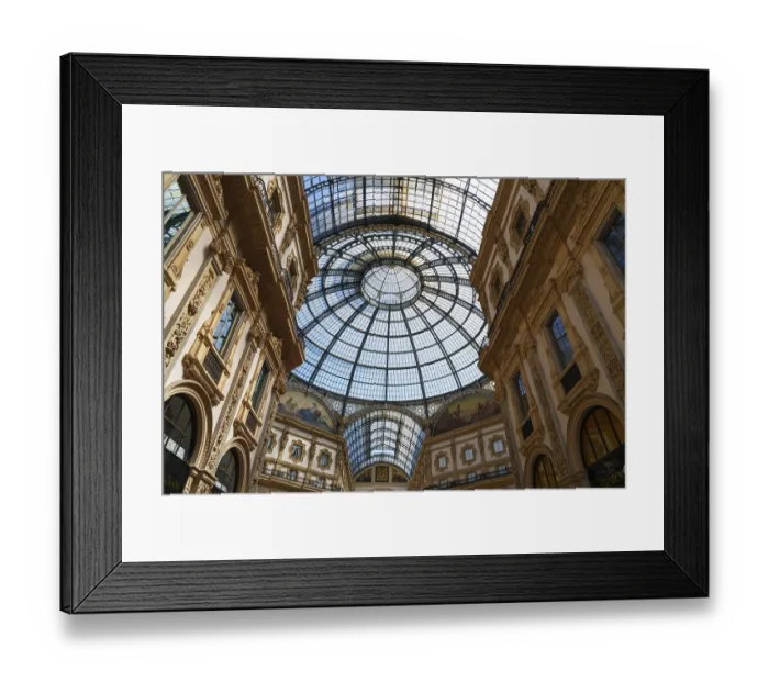 Framed Print : Milan, Italy - 24.04.2024: shopping gallery in the center of Milan