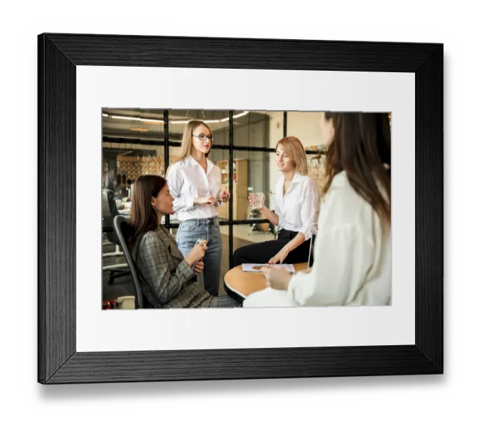 Framed Print : High angle business metting office