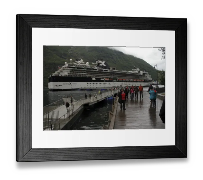 Framed Print : There is a cruise ship in the Geiranger Fjord