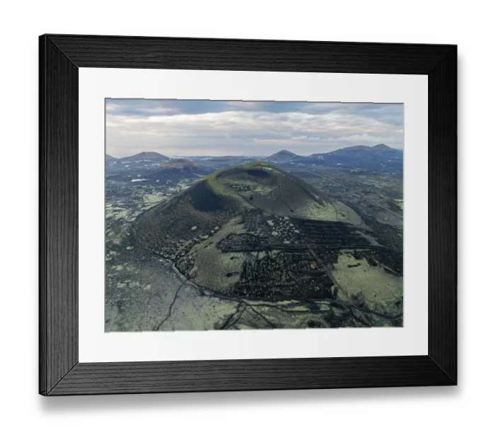Framed Print : Montana Negra volcano, picturesque volcanic landscape with volcanic crater at sunrise