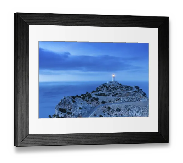 Framed Print : Cap Formentor evening night lighthouse sea text free space copyspace travel travel in Majorca