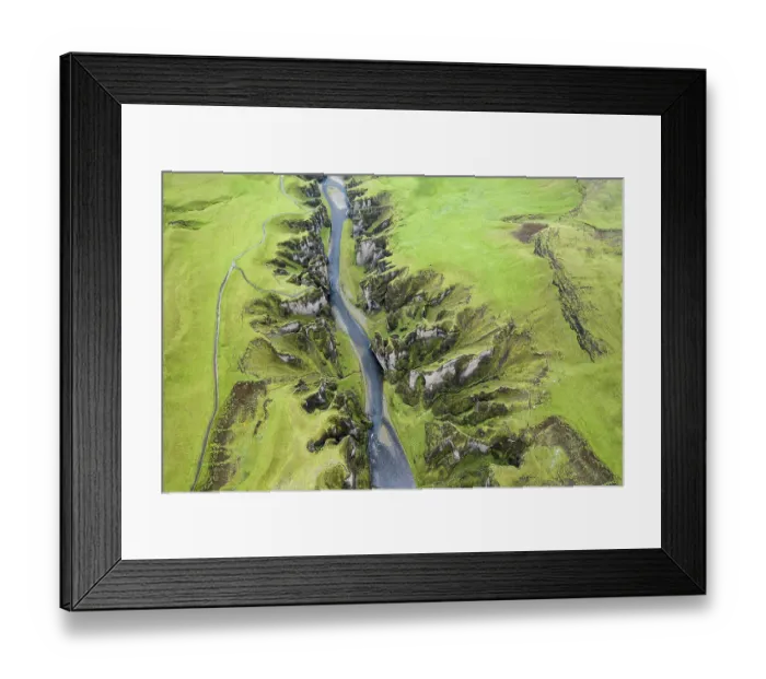 Framed Print : Aerial view, Fjaorargljufur Canyon Framed Print : Aerial view, Fjaorargljufur Canyon