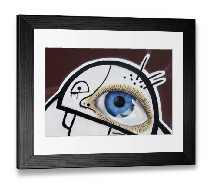 Framed Print : Face with one large eye, graffiti Framed Print : Face with one large eye, graffiti