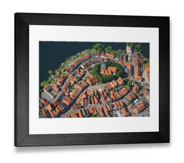 Framed Print : Aerial view, city center, Molln