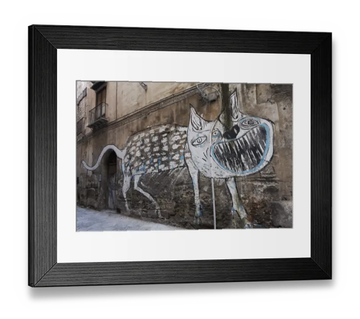 Framed Print : Vicious dog, mural in the historic centre
