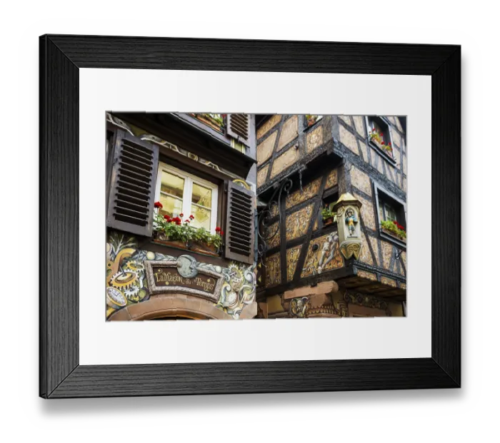 Framed Print : Artfully painted half-timbered houses