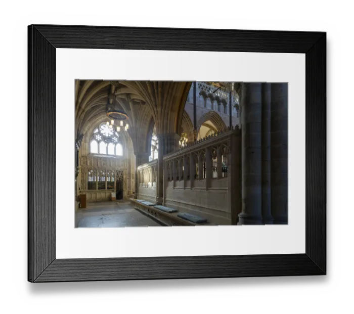 Framed Print : Stonework architectural details inside Exeter cathedral church
