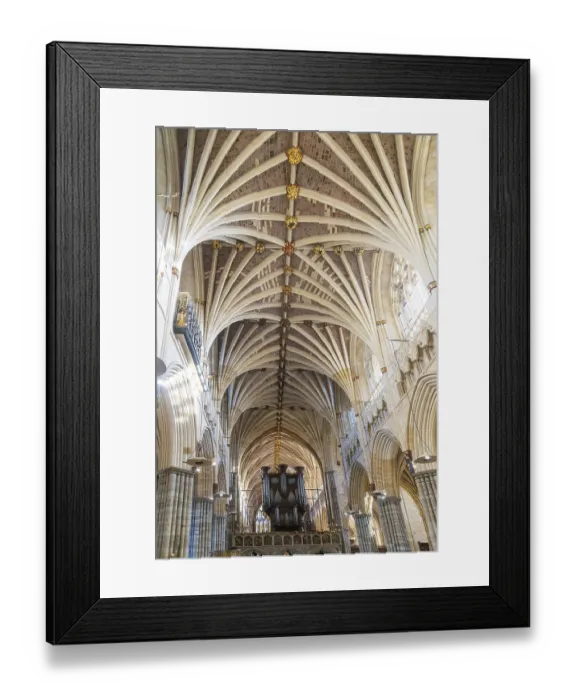 Framed Print : Vaulted ribbed ceiling inside Exeter cathedral church
