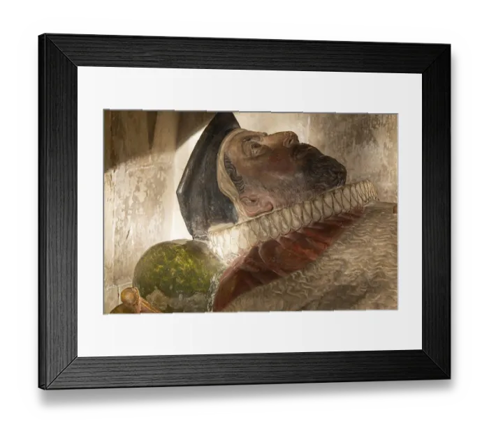 Framed Print : Detail of memorial tomb effigy Sir John Dodderidge
