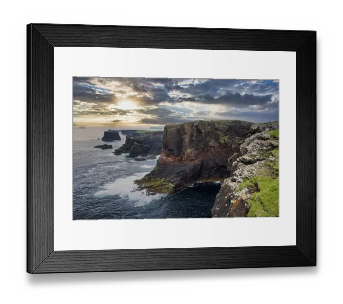 Framed Print : The dramatic cliffs under the Eshaness Lighthouse; Shetland islands
