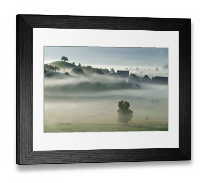 Framed Print : Autumn fog atmosphere in Swiss Plateau or Central Plateau