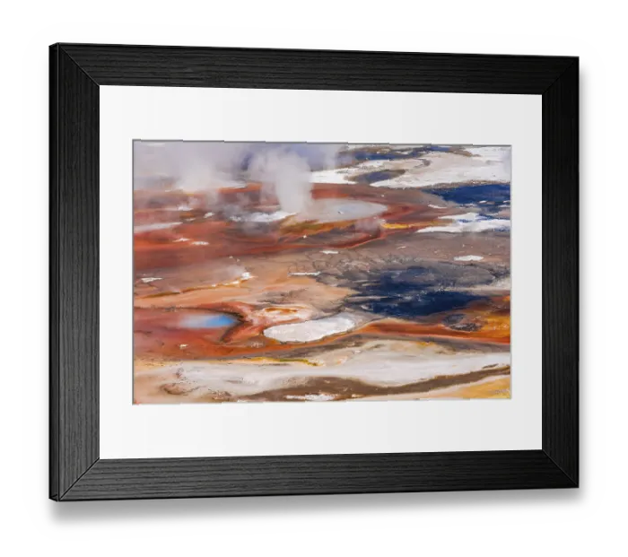 Framed Print : Abstract detail, hot springs, colorful mineral deposits in Porcelain Basin Framed Print : Abstract detail, hot springs, colorful mineral deposits in Porcelain Basin