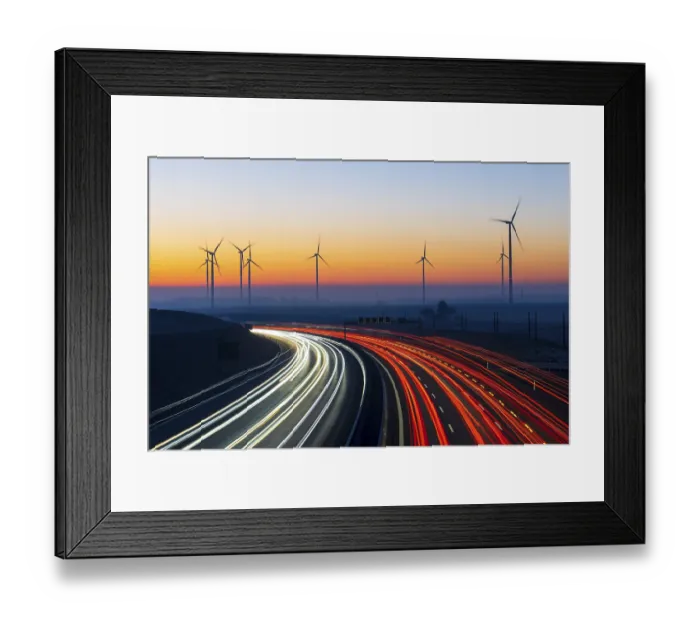 Framed Print : Motorway A8 with wind farm, Baden-Wurttemberg