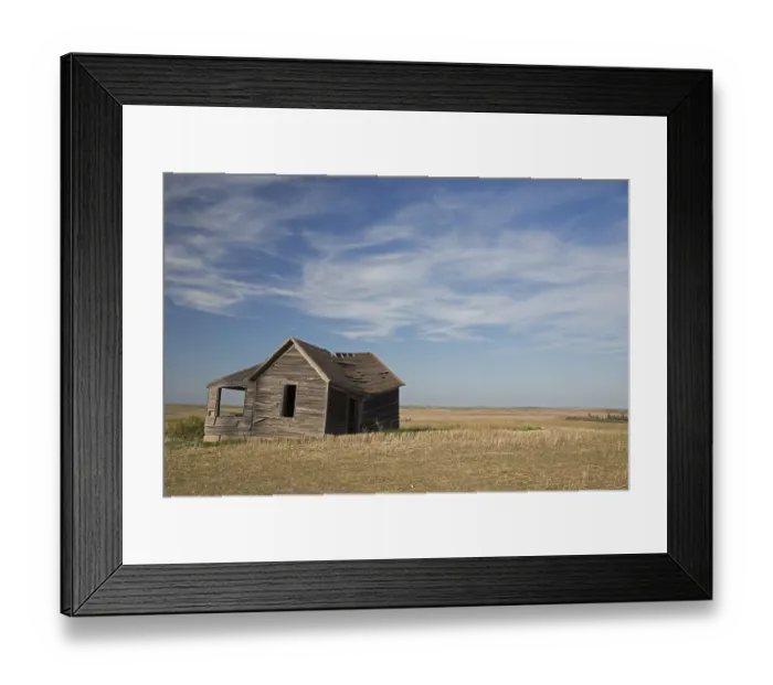 Framed Print : An old, abandoned farmhouse on the North Dakota prairie