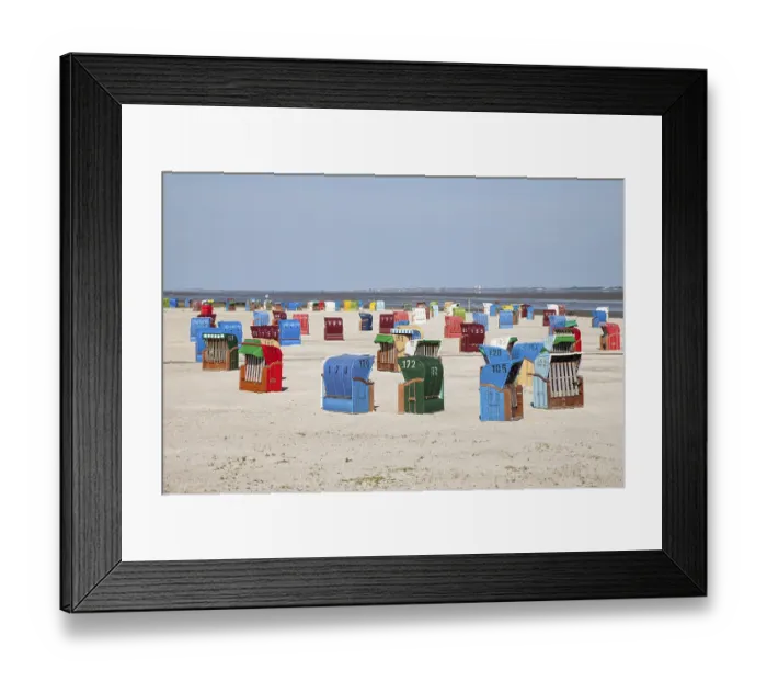 Framed Print : Wicker beach chairs on the beach Framed Print : Wicker beach chairs on the beach