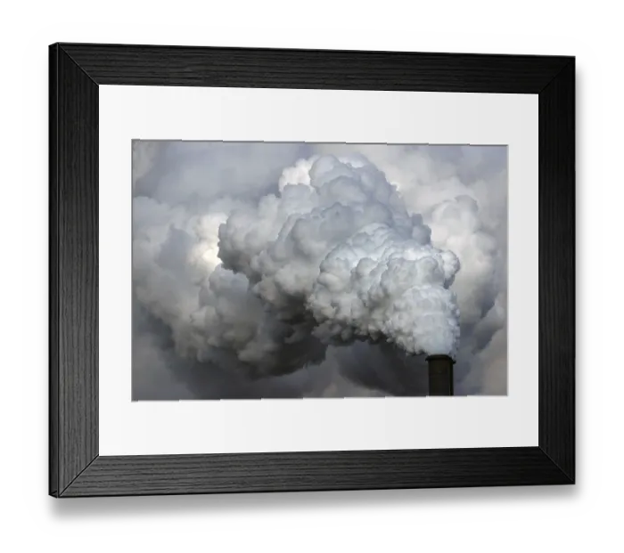 Framed Print : Moorburg power plant, chimney with exhaust cloud