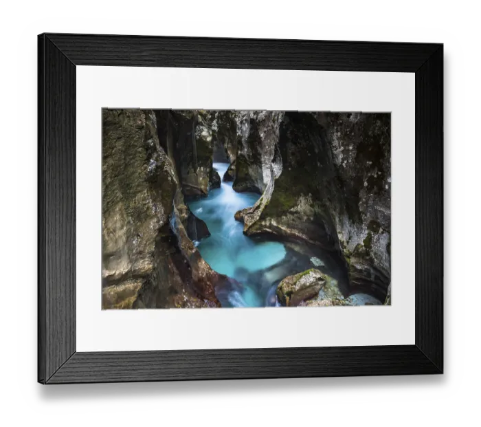 Framed Print : River Soca flows through narrow canyon Framed Print : River Soca flows through narrow canyon