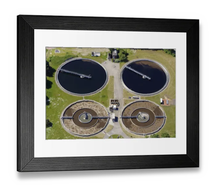 Framed Print : Aerial view, sewage treatment plant Framed Print : Aerial view, sewage treatment plant