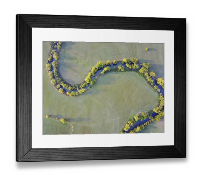Framed Print : Meandering river Fulda, aerial view