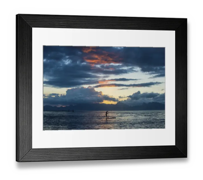 Framed Print : Silhouette of a stand up paddler Framed Print : Silhouette of a stand up paddler